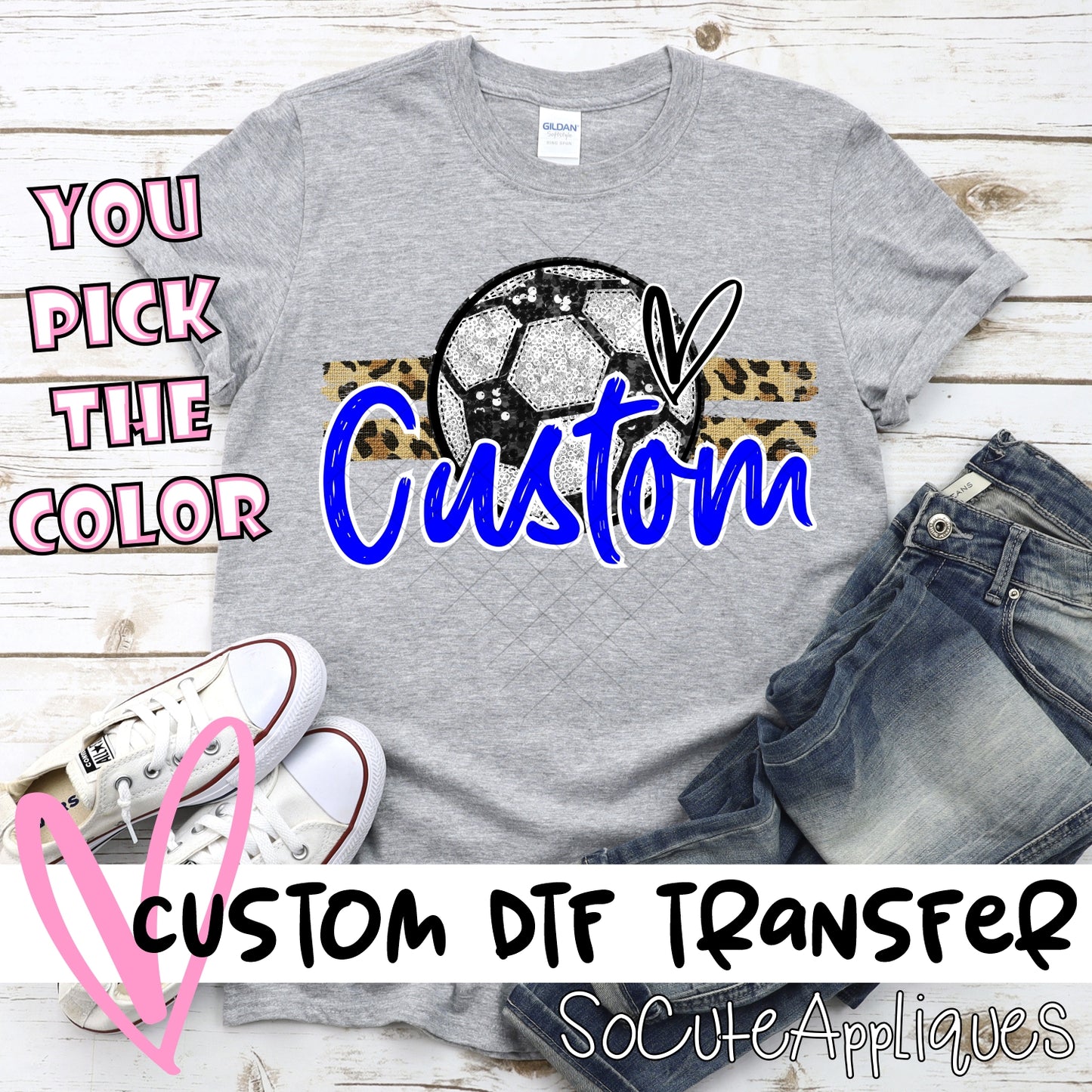 Glitter Soccer on Leopard stripes
