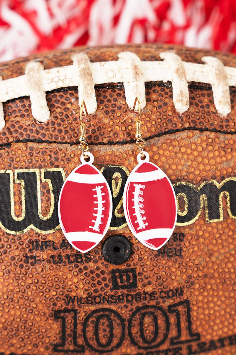 FIELD DAY RED FOOTBALL GOLDTONE EARRINGS