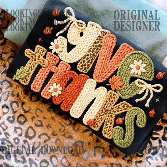 Preppy Give Thanks faux yarn