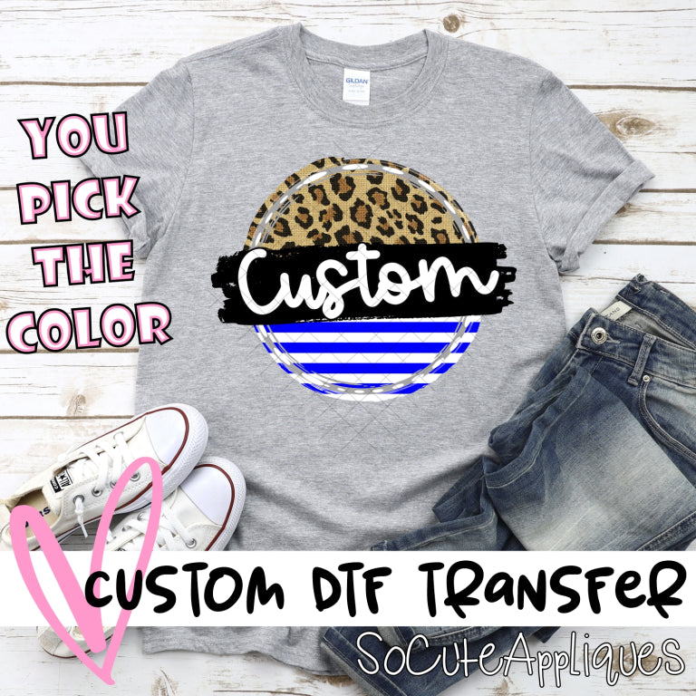 *CUSTOM NAME* Leopard & Stripe circle MASCOT