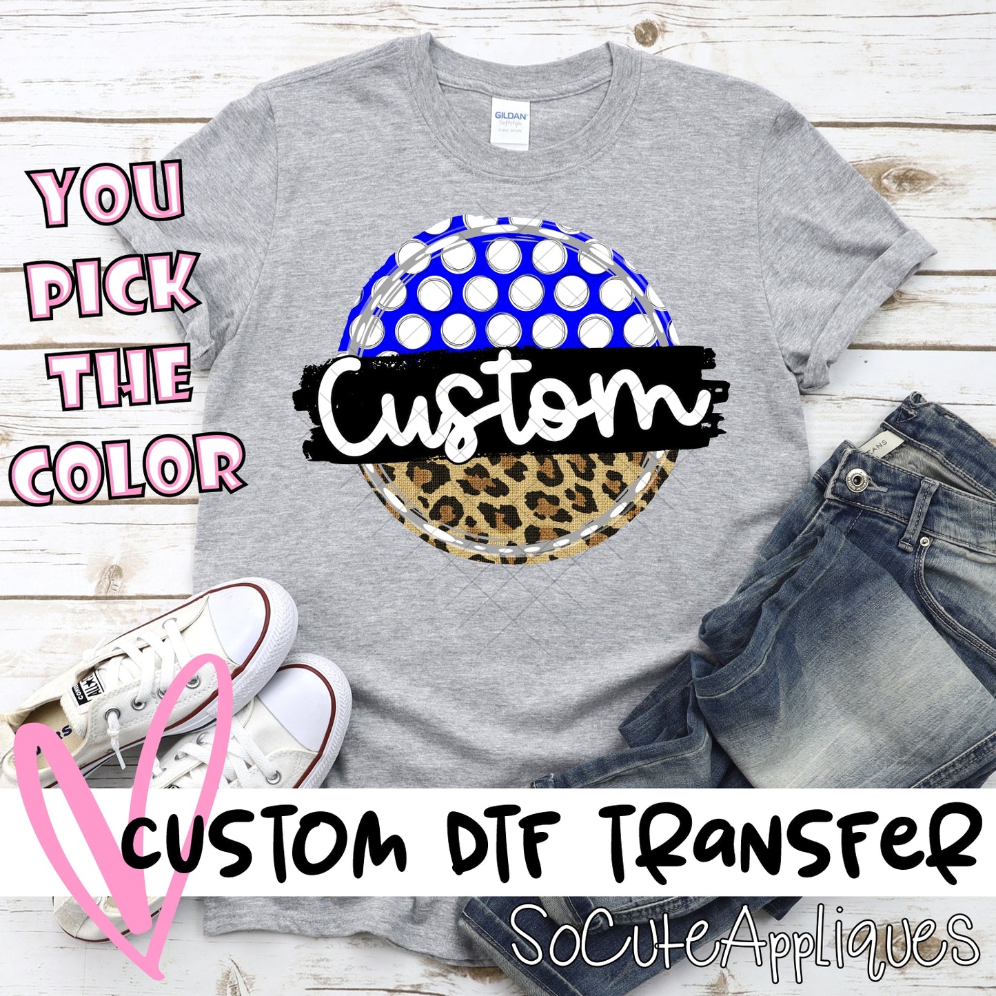 CUSTOM NAME* Polka dot & Leopard circle MASCOT