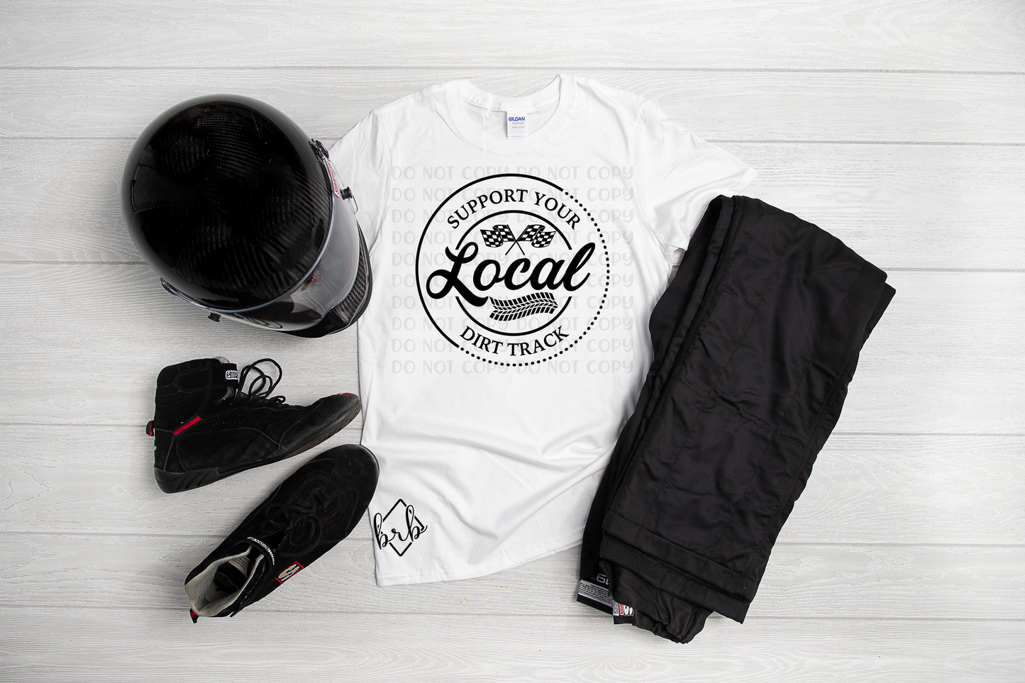 Support your local dirt track (white lettering)