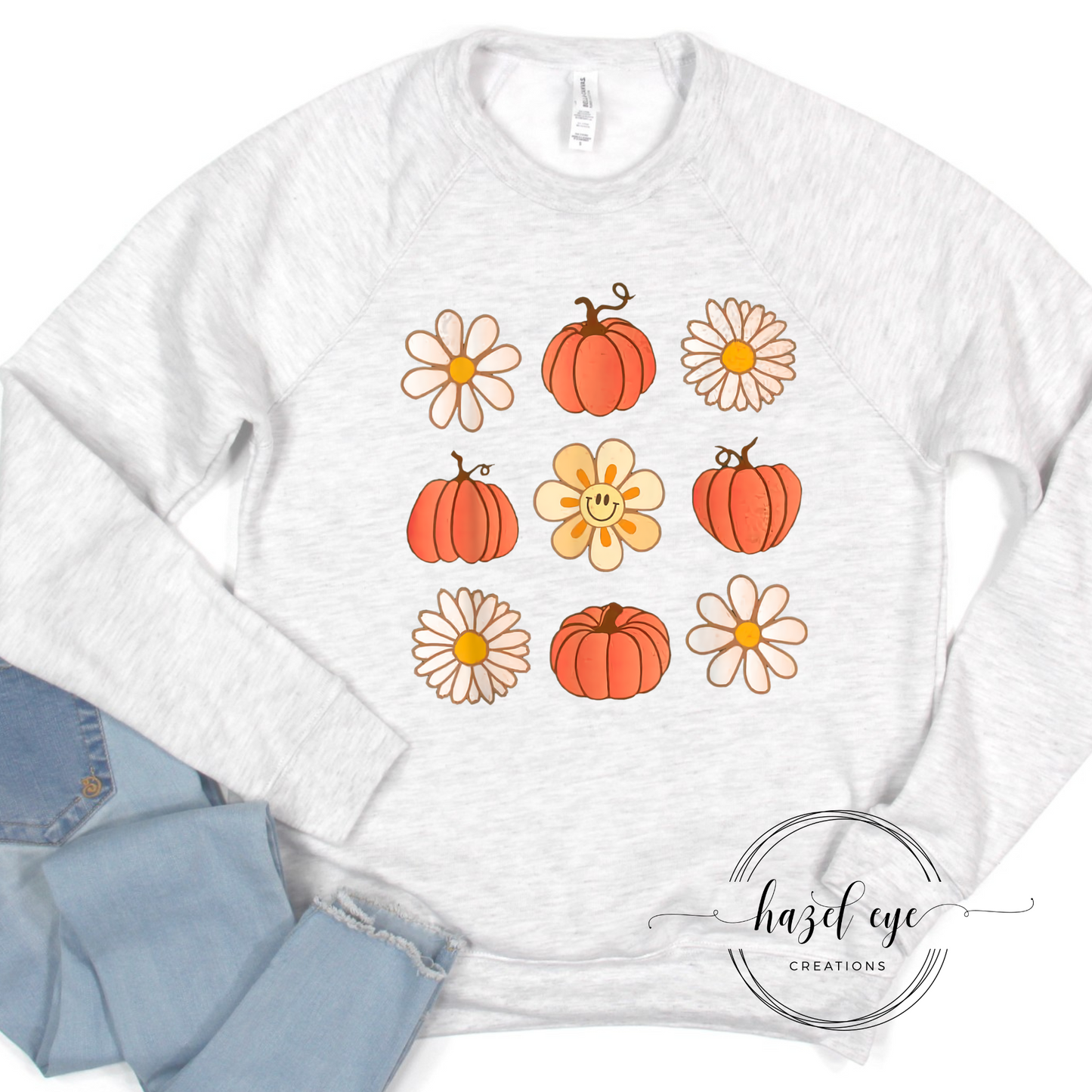 Retro flowers and pumpkins