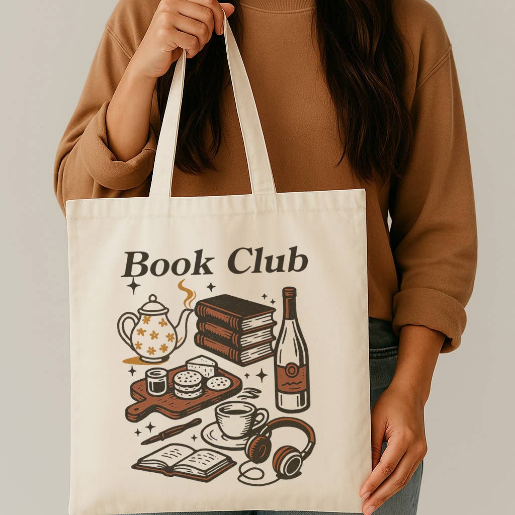Cutesy Book Club Bookish Canvas Tote Bag
