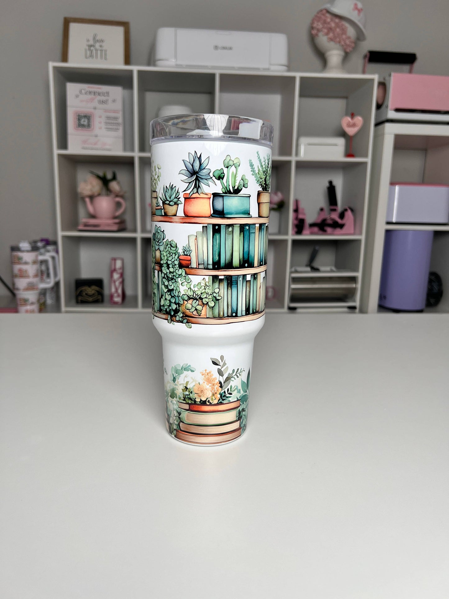 Plants and Bookshelf Vibes 40oz Tumbler Quencher