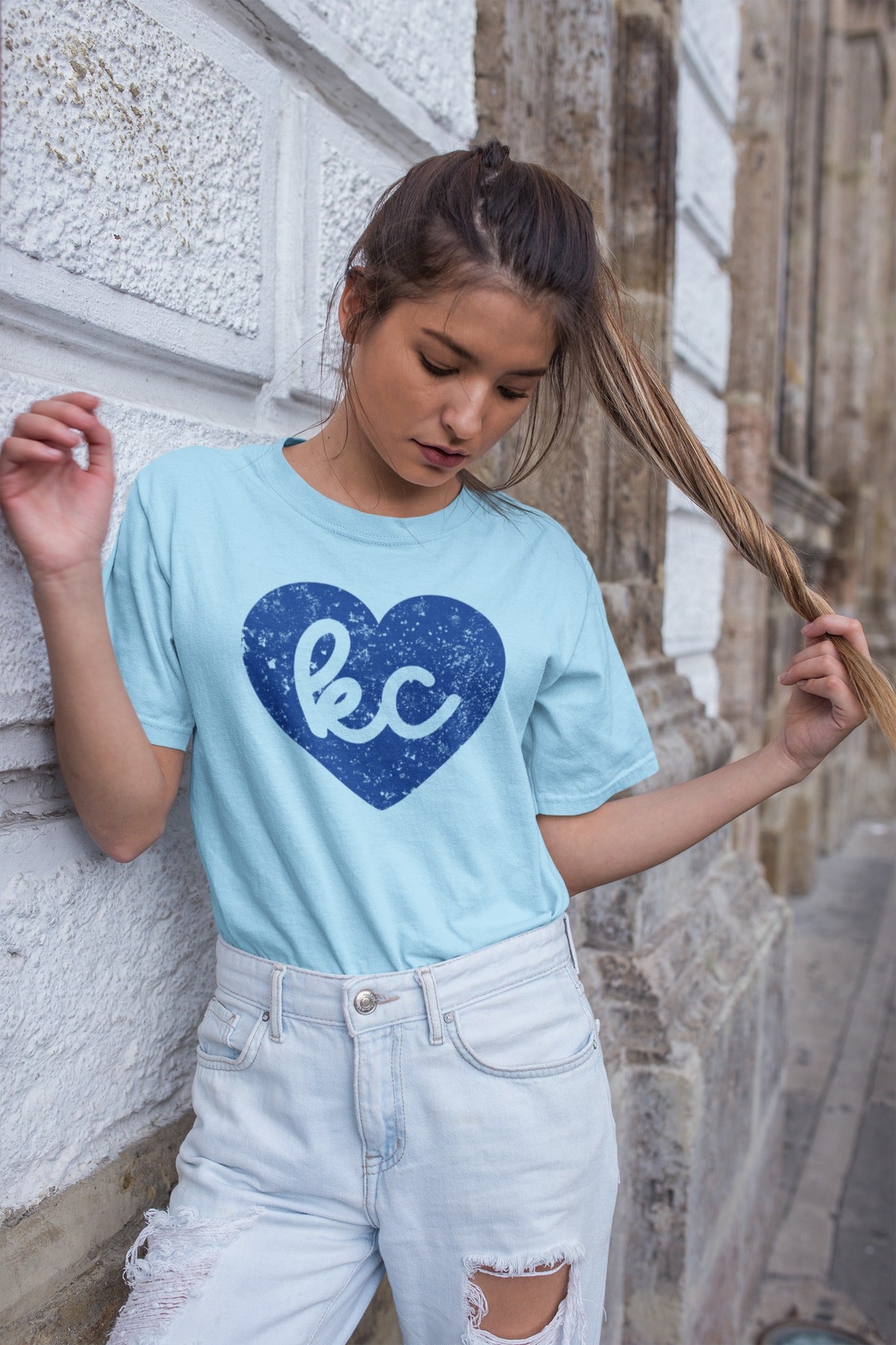 kc distressed heart (blue) - Kansas City