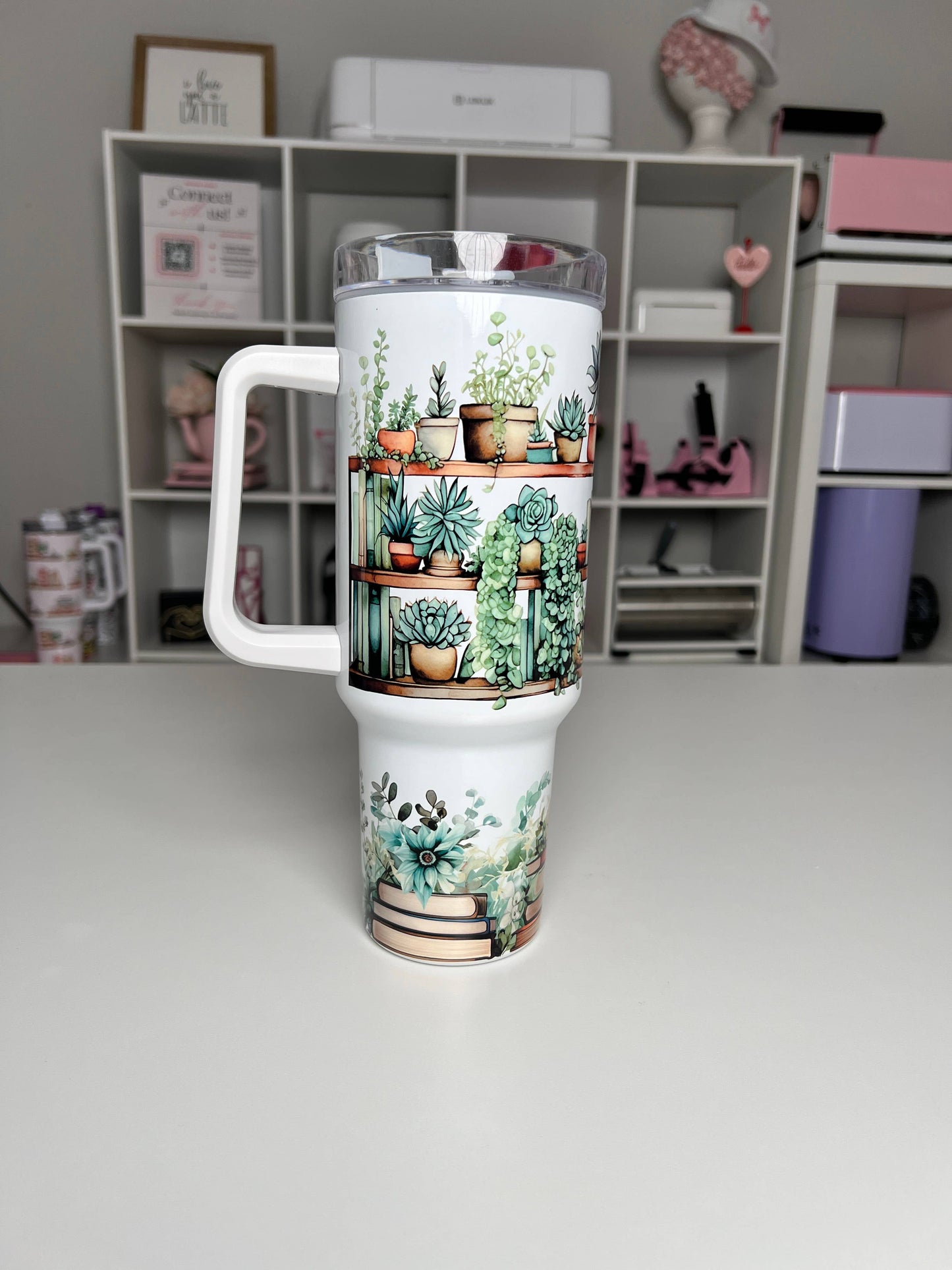 Plants and Bookshelf Vibes 40oz Tumbler Quencher