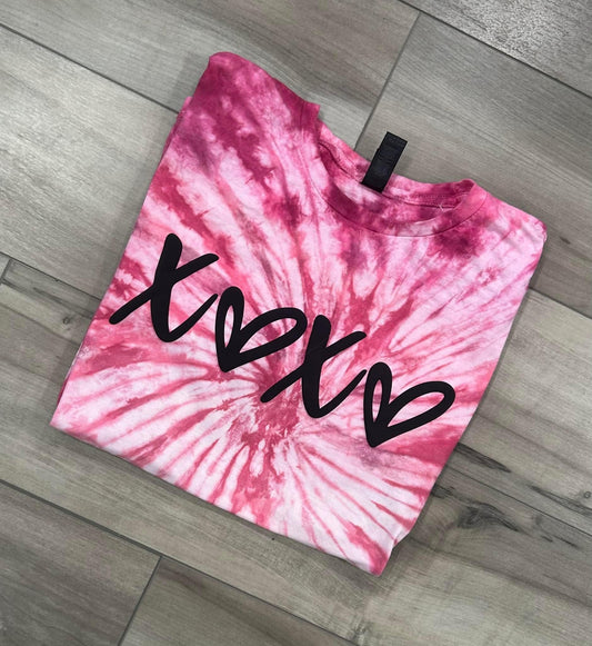 XOXO puff printed top in pink fusion