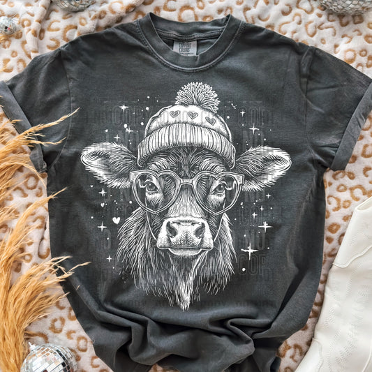 Highland Cow Grayscale Splatter