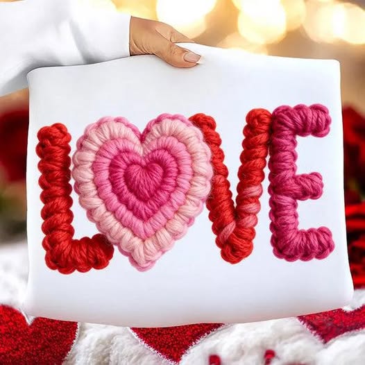 Faux Yarn Crochet Love Valentines