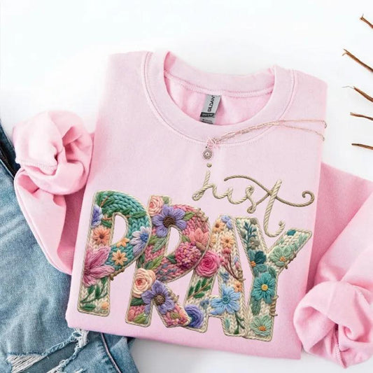 Faux Just Pray Floral