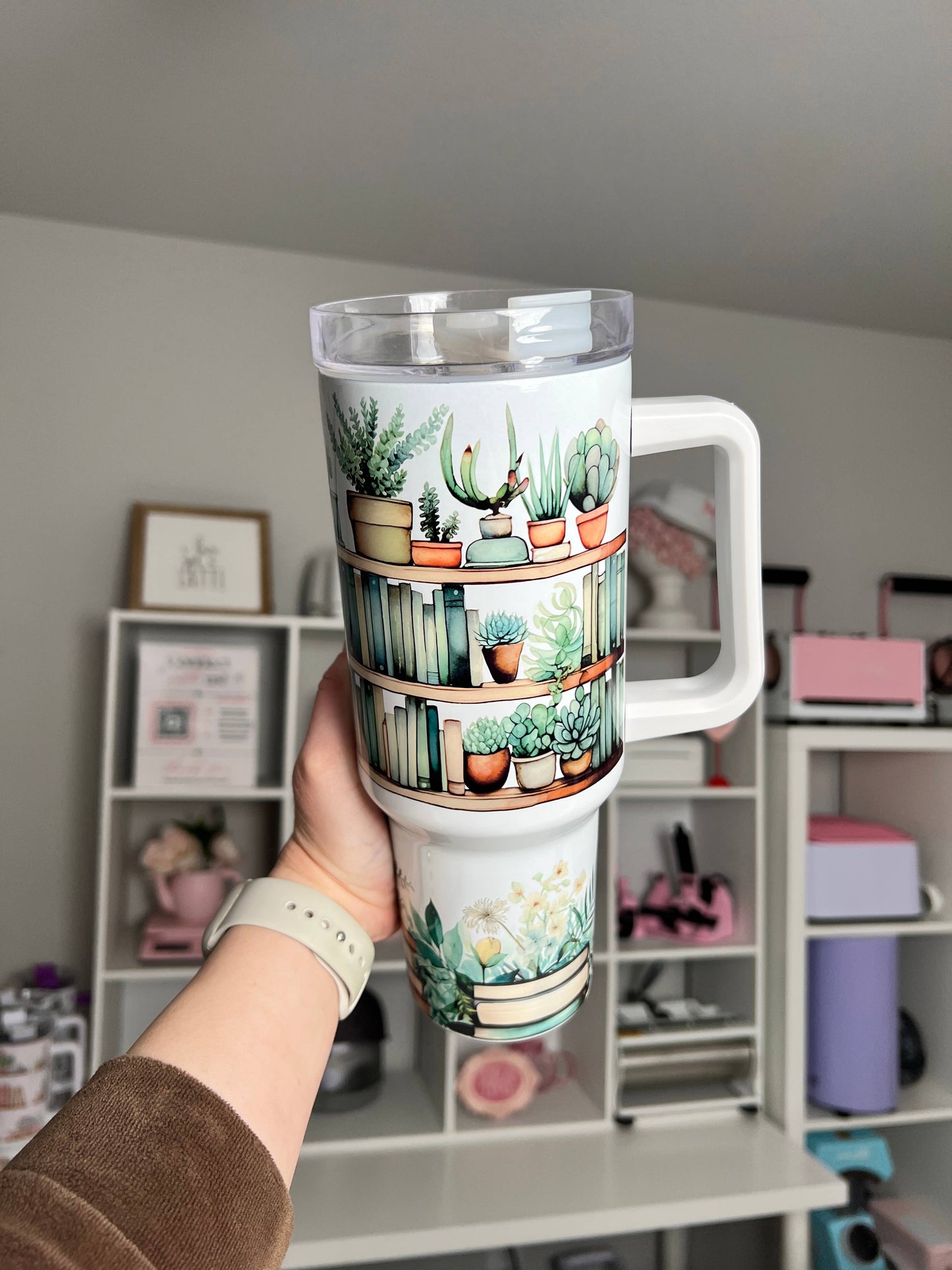 Plants and Bookshelf Vibes 40oz Tumbler Quencher