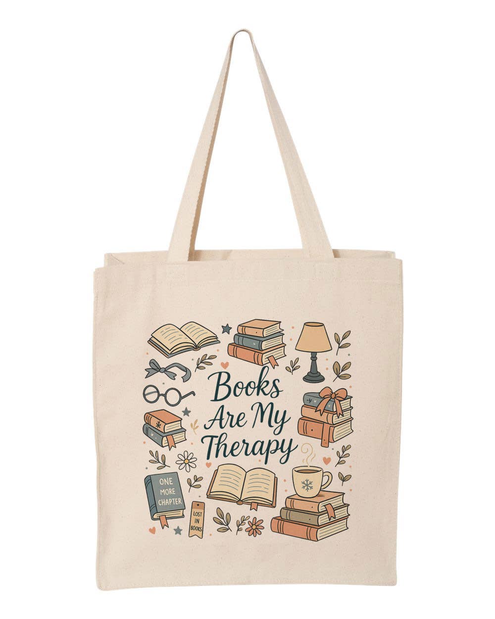 Book Therapy Bookish Canvas Tote Bag