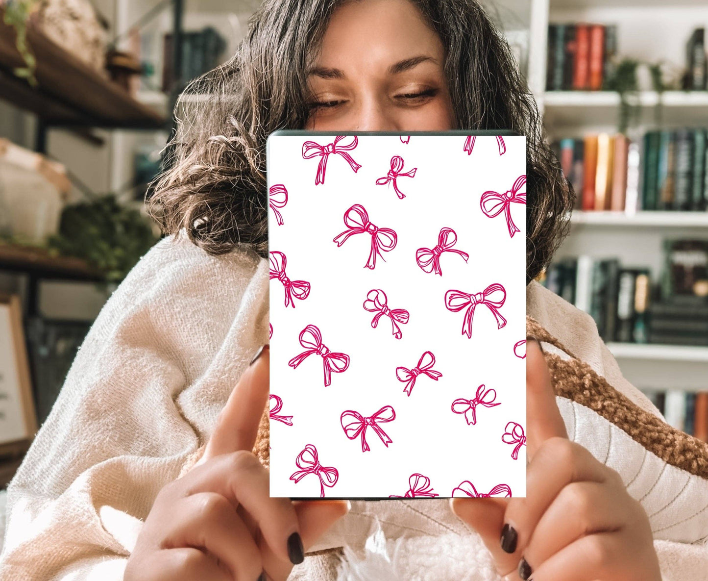 Pink Bow Coquette Kindle Insert with Sparkly Overlay, Clear Case Kindle Paper, Cute Bookish Accessory: Kindle Paperwhite 10th Gen