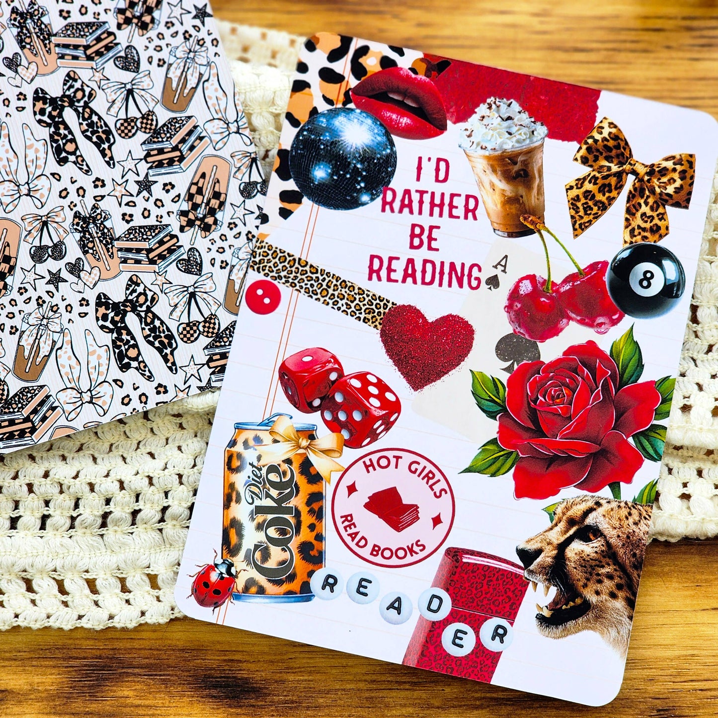 Kindle Cardstock Insert Print: Animal Printed Aesthetic: Coffee and Book Pattern / Kindle Paperwhite 12th Generation/Colorsoft (2024) 5"x7"