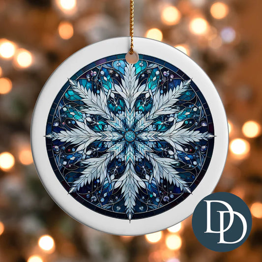 Blue Snowflake Stained Glass