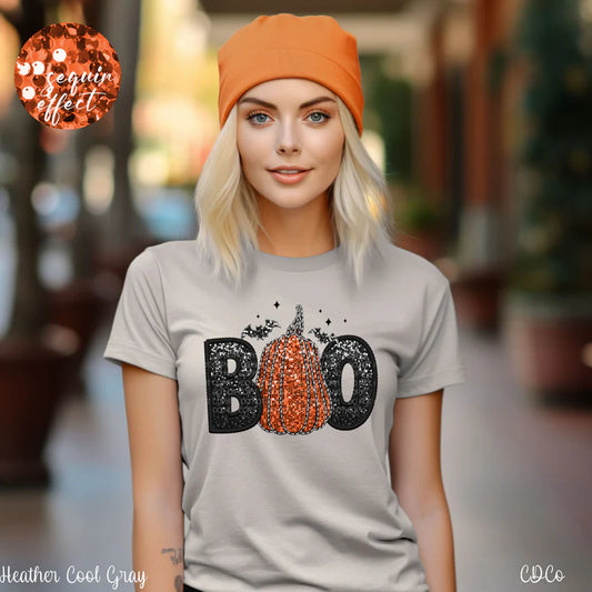 Boo Pumpkin Faux Sequin