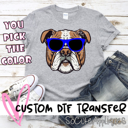 Bulldog head with sunglasses