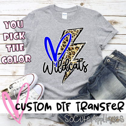 Wildcats heart with leopard lightning bolt