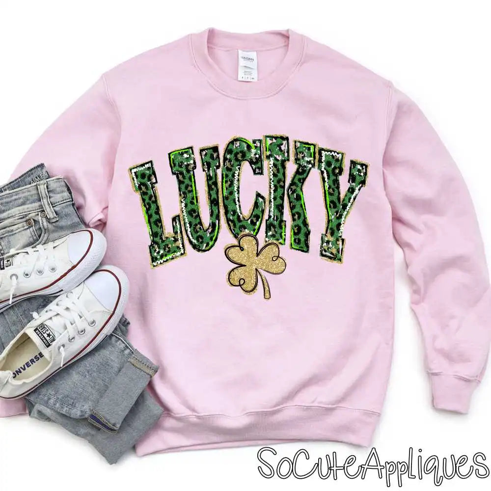 LUCKY distresed gold green leopard