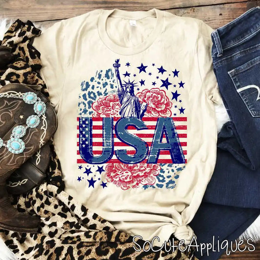 Statue of liberty stripes leopard stars