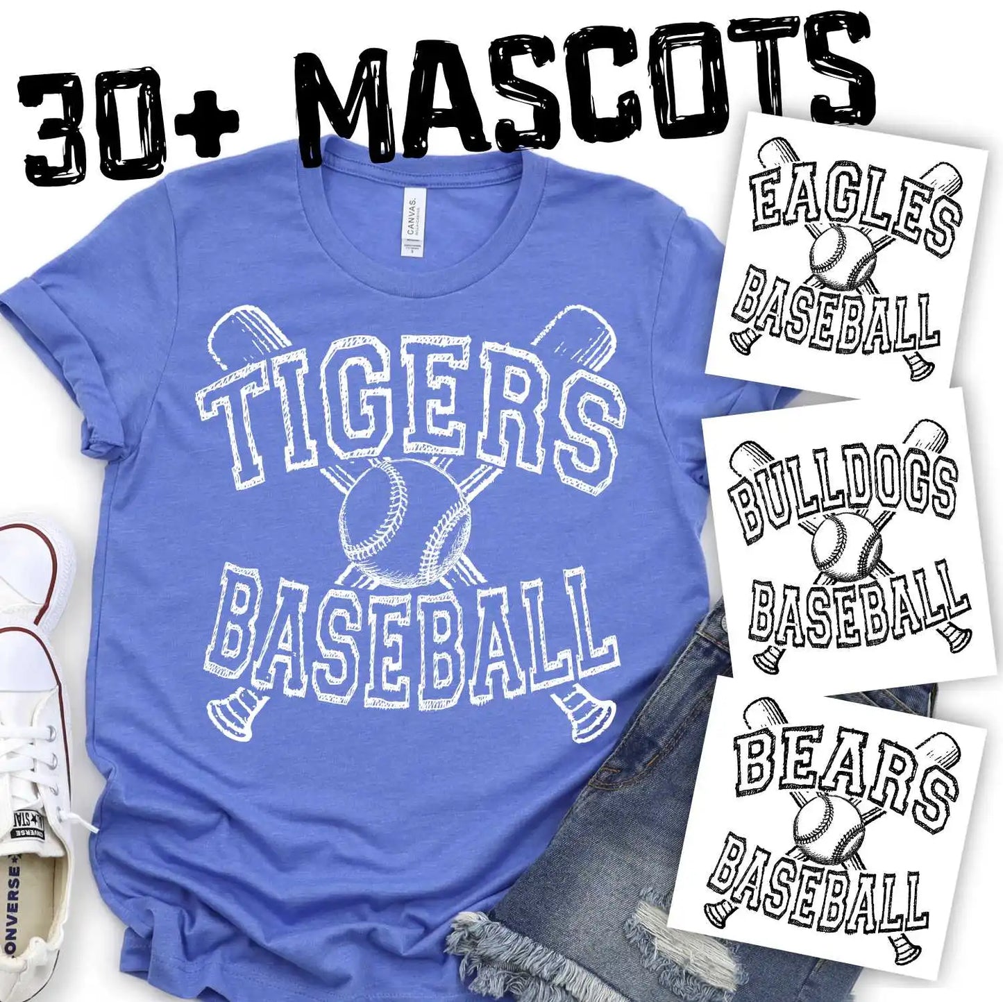 Baseball Mascot crossed double bats