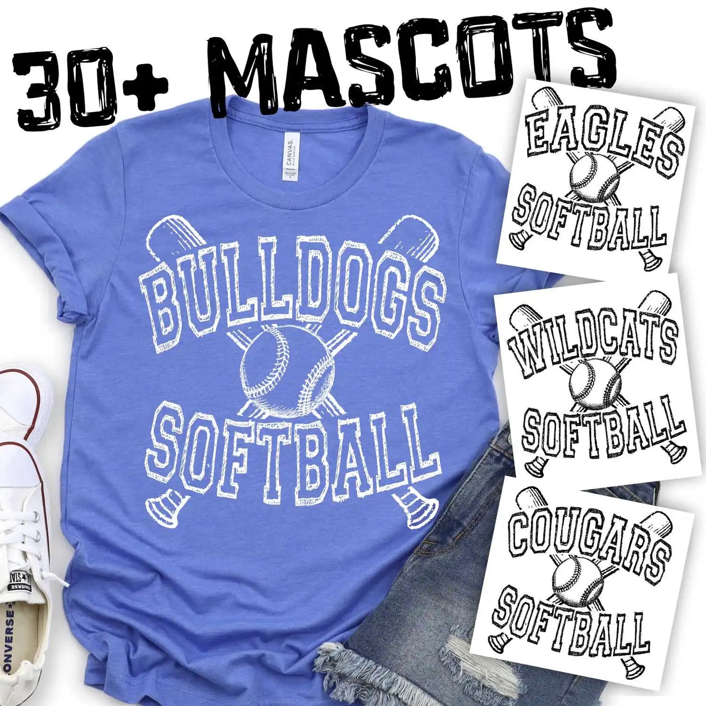 Softball Mascot crossed double bats