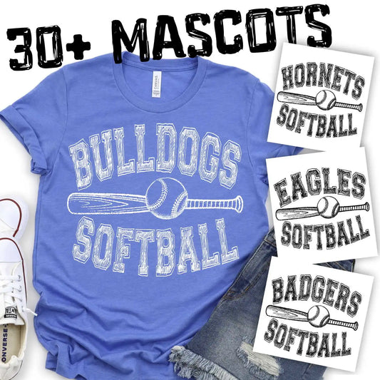 Softball Mascot arched single bat