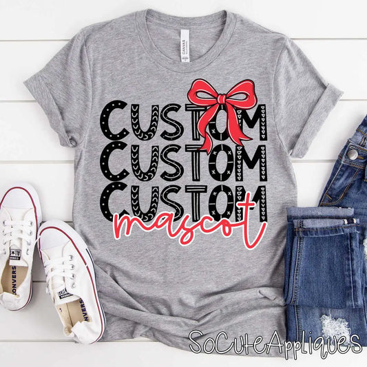 CUSTOM Funky stacked MASCOT with TEAM COLOR bow
