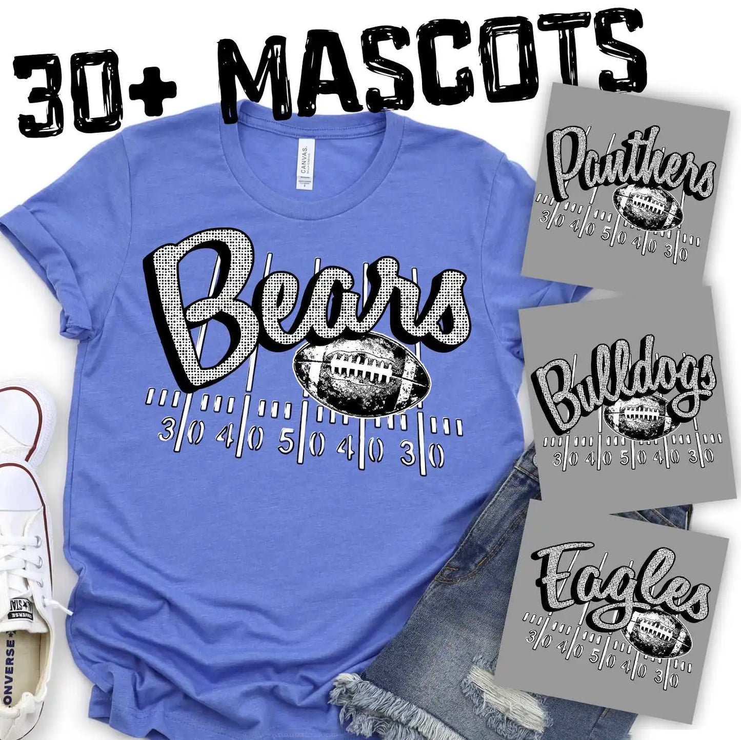Retro polka dot Mascot on field