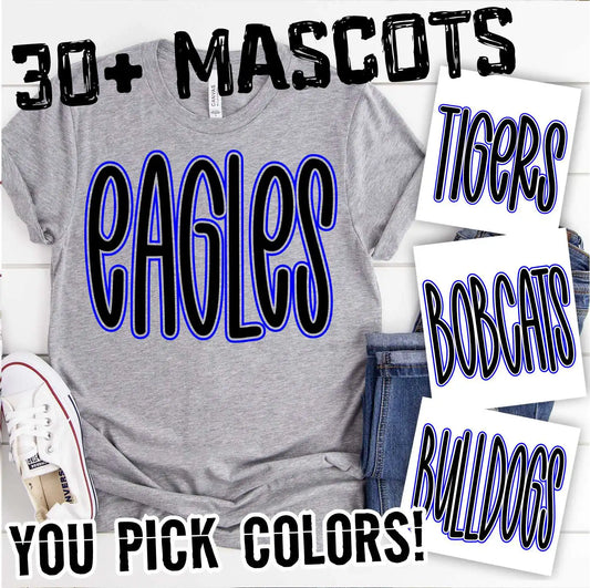 Big OUTLINED rounded 2-Color Mascot
