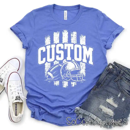 CUSTOM Mascot football on vertical stripes