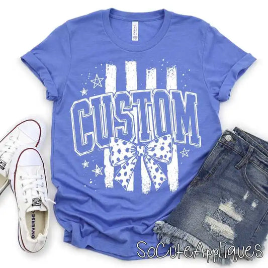 CUSTOM MASCOT on stripes with bow