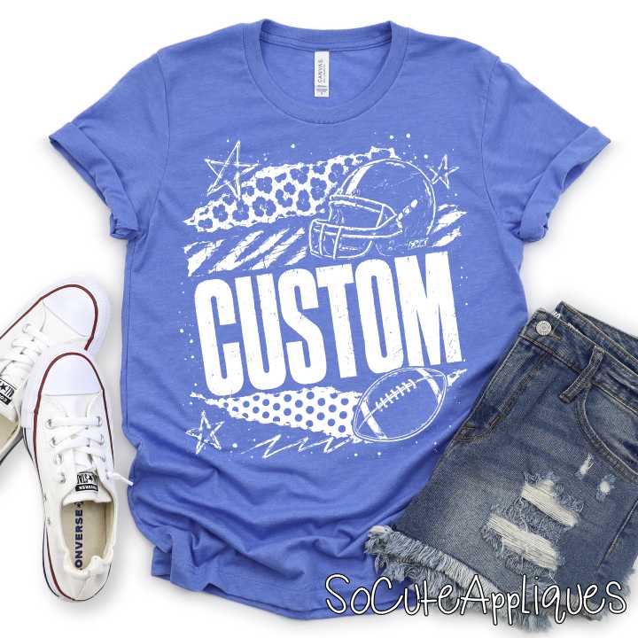 CUSTOM MASCOT football leopard burlap stars