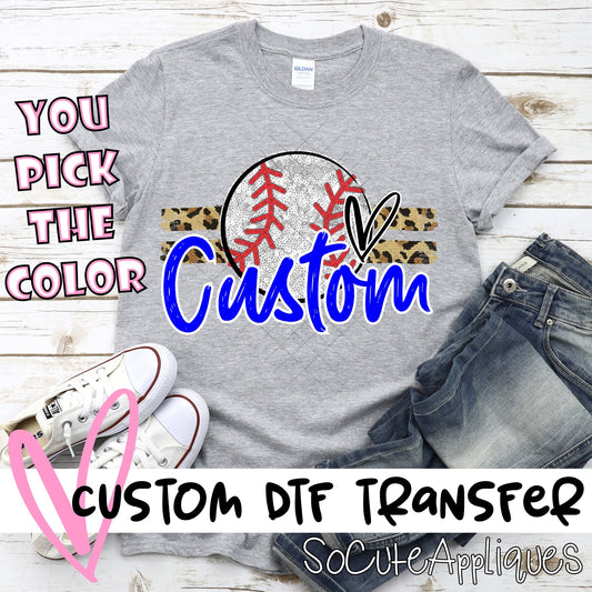 Glitter Baseball on Leopard stripes