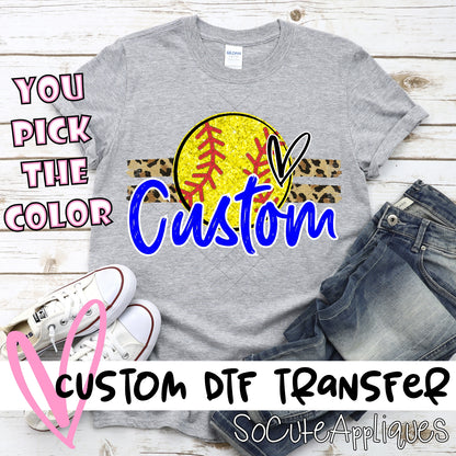 Glitter Softball on Leopard stripes