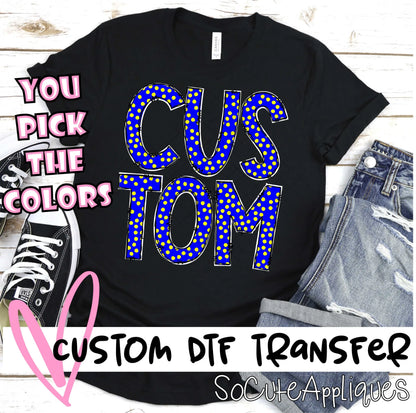 CUSTOM NAME* Block Dot 2-color Mixed letter mascots