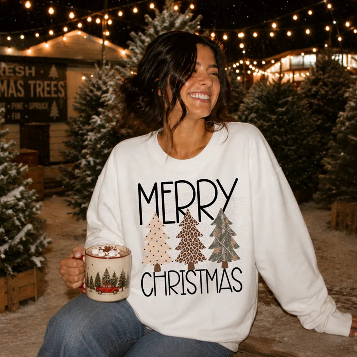 Merry Christmas Patterned Trees