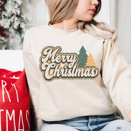 Merry Chritsmas retro trees