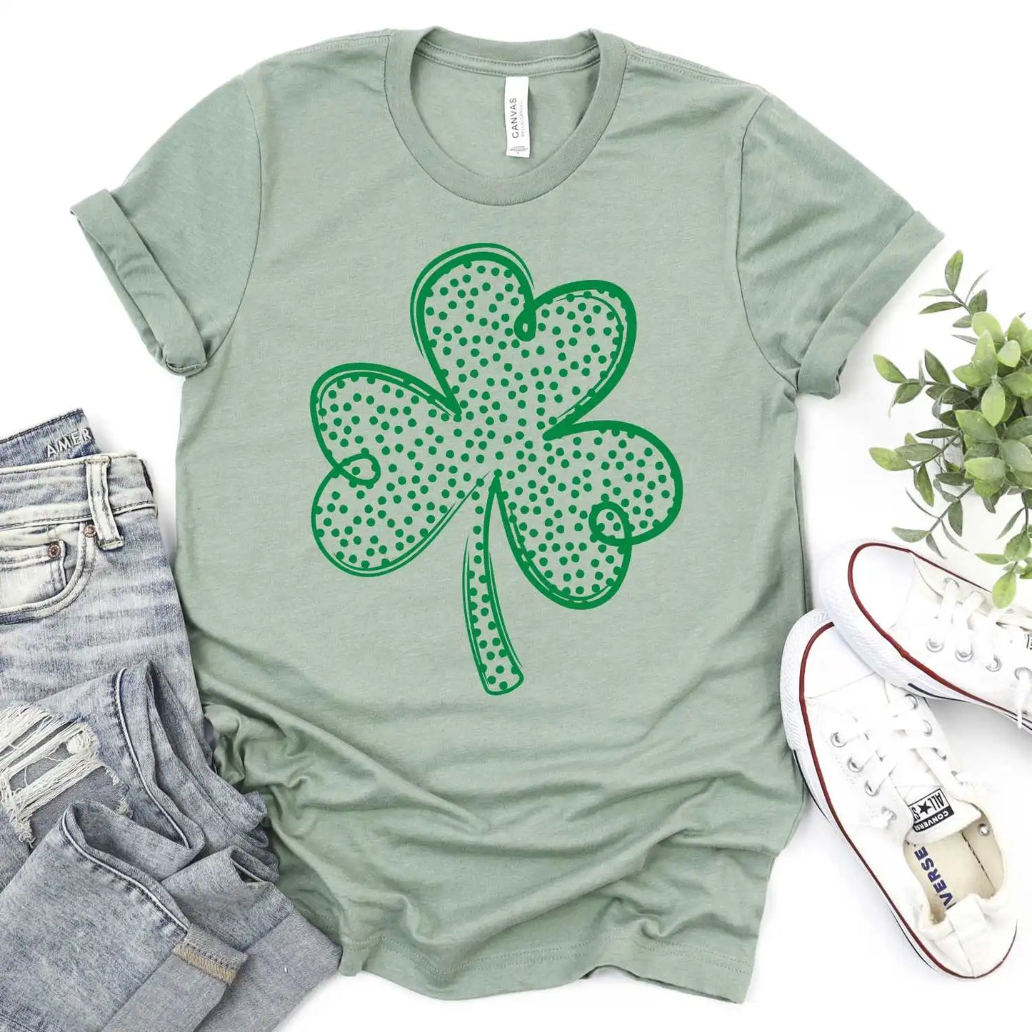 Polka Dot Clover - green