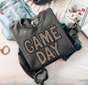Game Day Embroidery Black Leopard