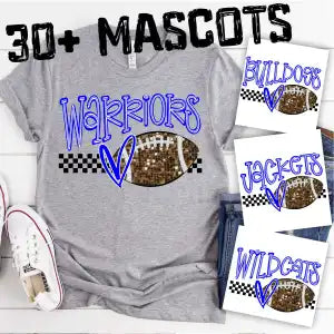 CUSTOM MASCOT Sequin football on checks with MASCOT