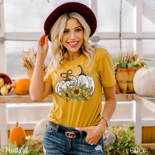 White Pumpkins w/Sunflowers