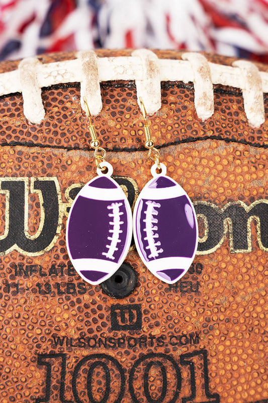 FIELD DAY PURPLE FOOTBALL GOLDTONE EARRINGS