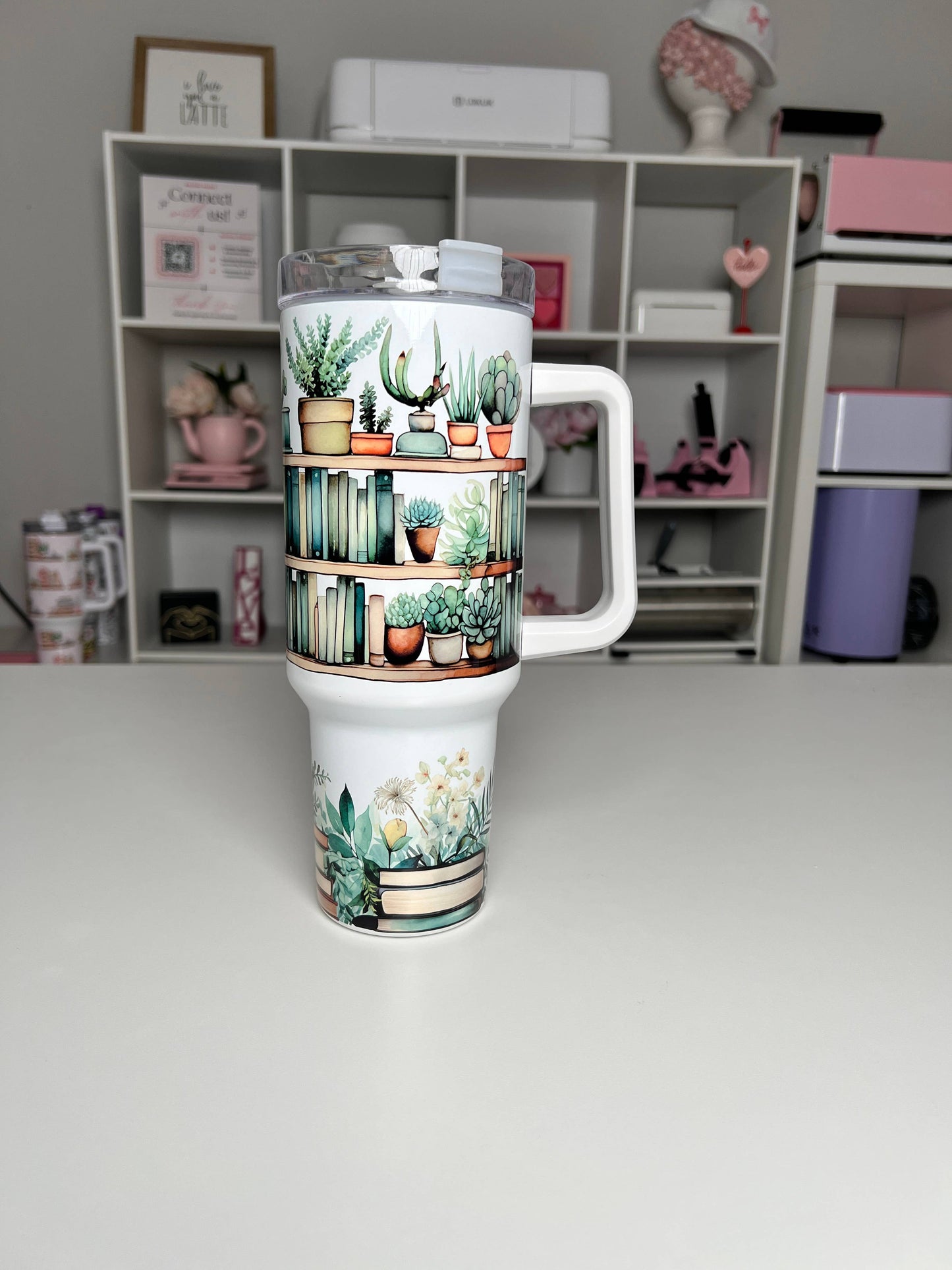 Plants and Bookshelf Vibes 40oz Tumbler Quencher
