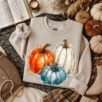 Colorful splatter pumpkins