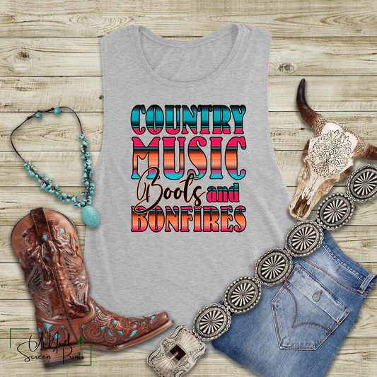 Country music boots and bonfires