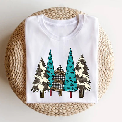 Cowhide leopard and plaid trees