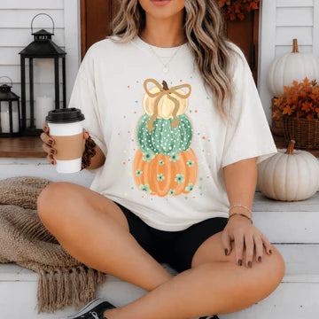 Dots and stacked pumpkins