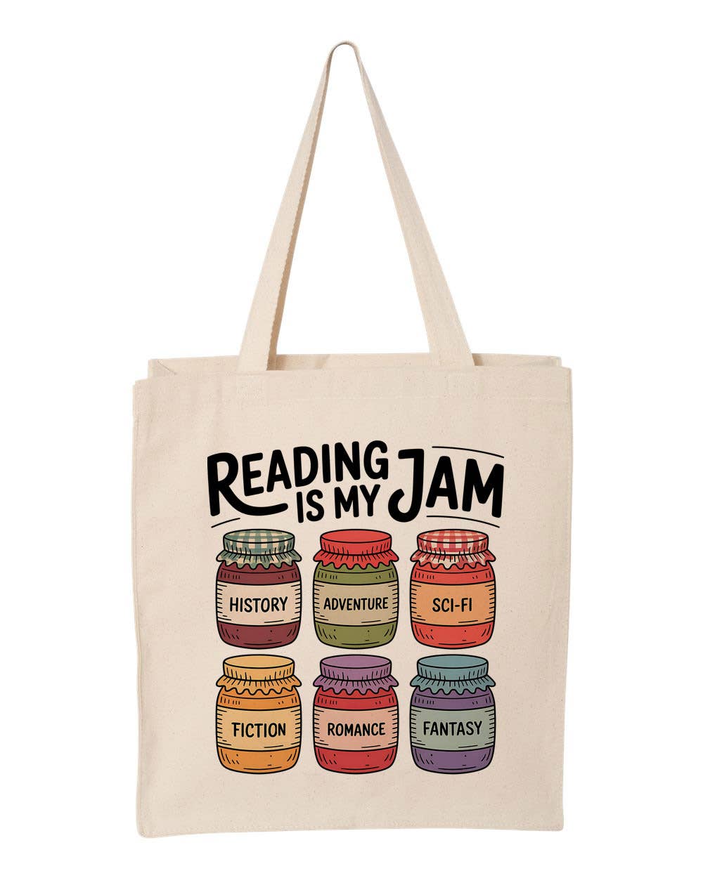 Reading Is My Jam Book Lover Canvas Tote Bag